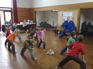 Beavers warming up for Kickboxing