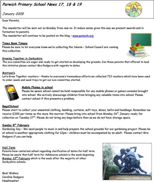 Newsletters 17, 18 & 19 update