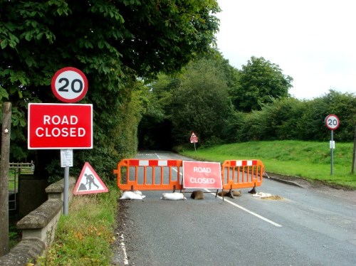 B5056 closure at Fenny Bentley