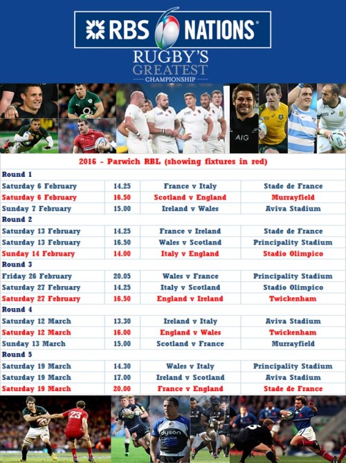6 Nations 2016 fixtures