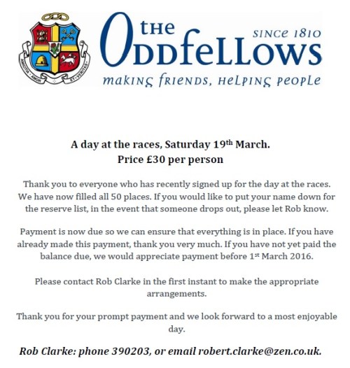 race day balance due 19mar16