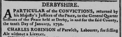 1792 2 Feb DM Robinson selling ale