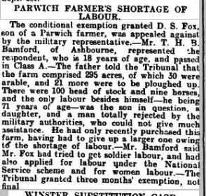 1917 30 Jun Deryshire Ad appeal DS Fox