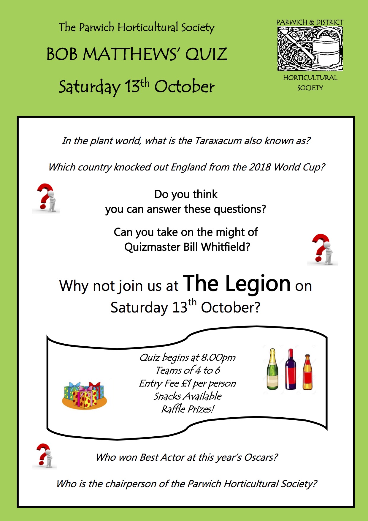 Bob Matthews Quiz Poster