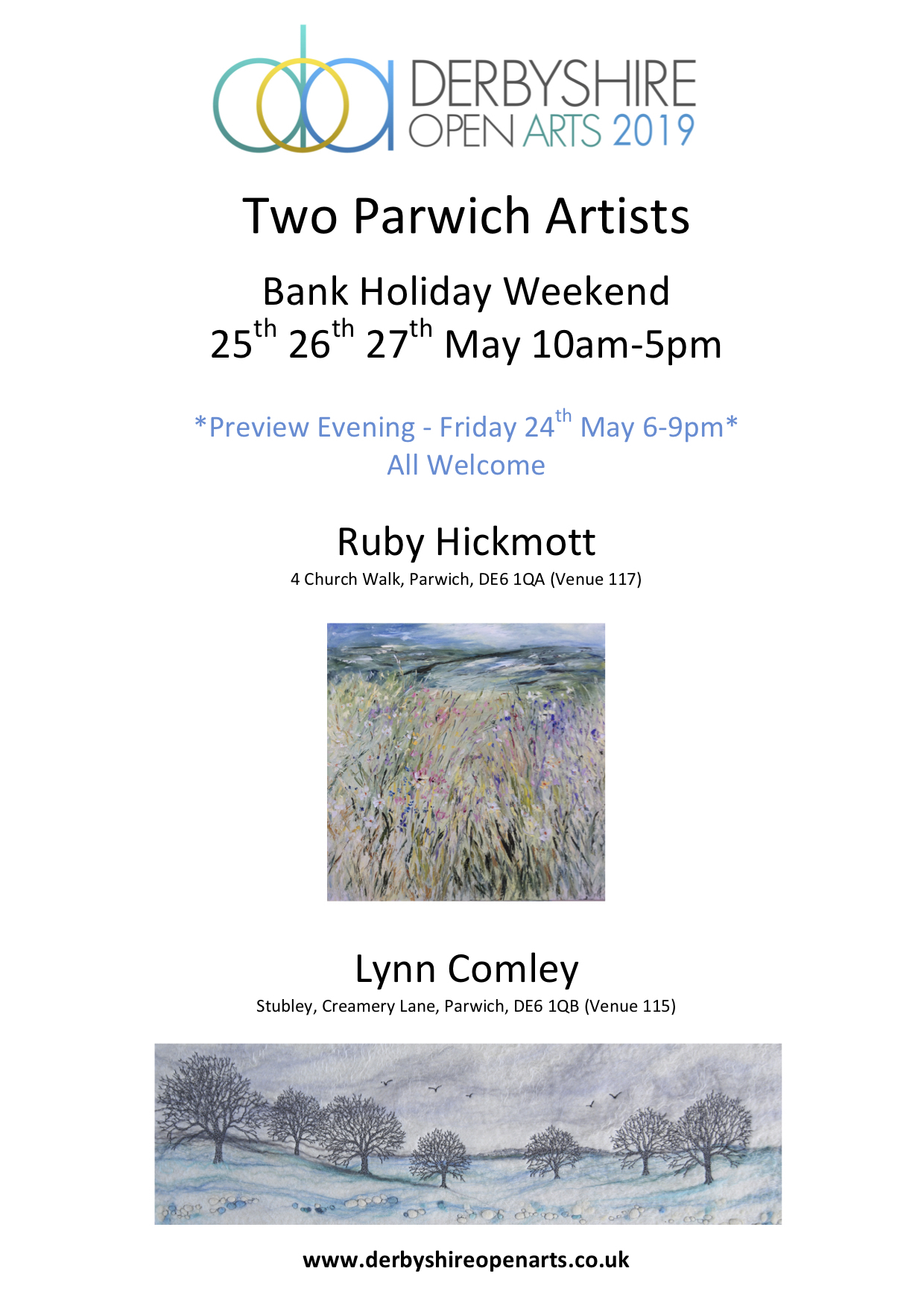 Two Parwich Artists Flyer for Blog 2019